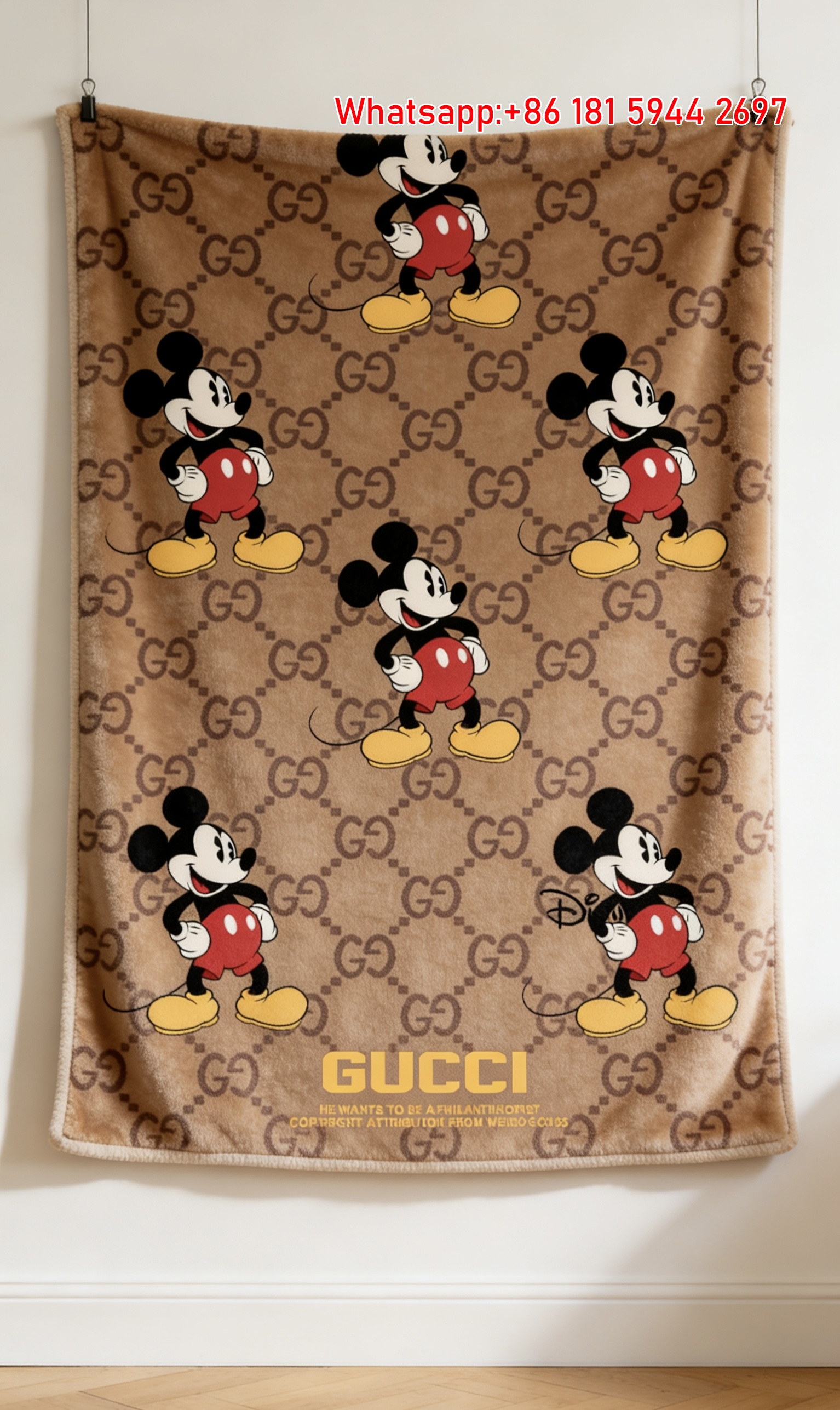 Gucci Mickey Mouse GG Monogram Flannel Blanket Wall Hanging throw blanket IMG_2420